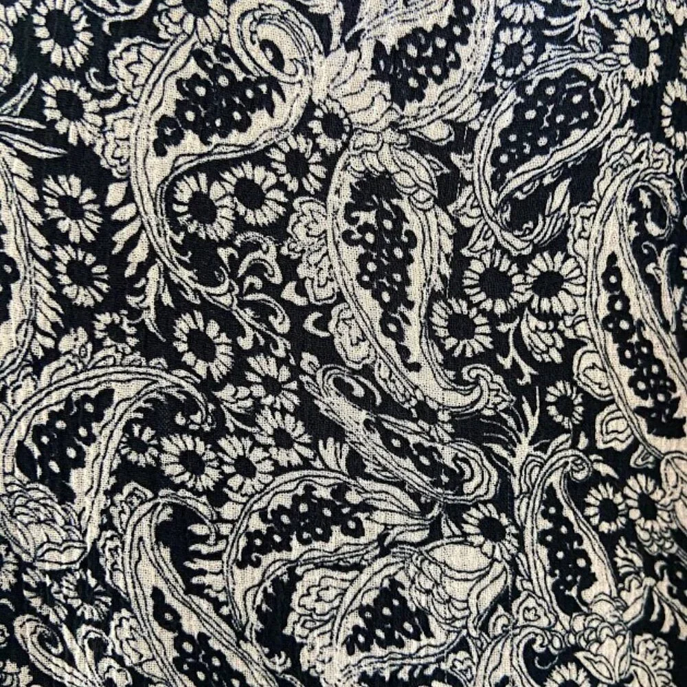 Sezane black and cream paisley print midi dress - Size 38 - Picture 11 of 13